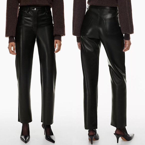 Wilfred Pants - ARITZIA Wilfred The Melina Pant Black High Rise Straight Leg Faux Vegan Leather